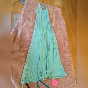 Breezy maxi dress with crisscross neckline and thigh slit